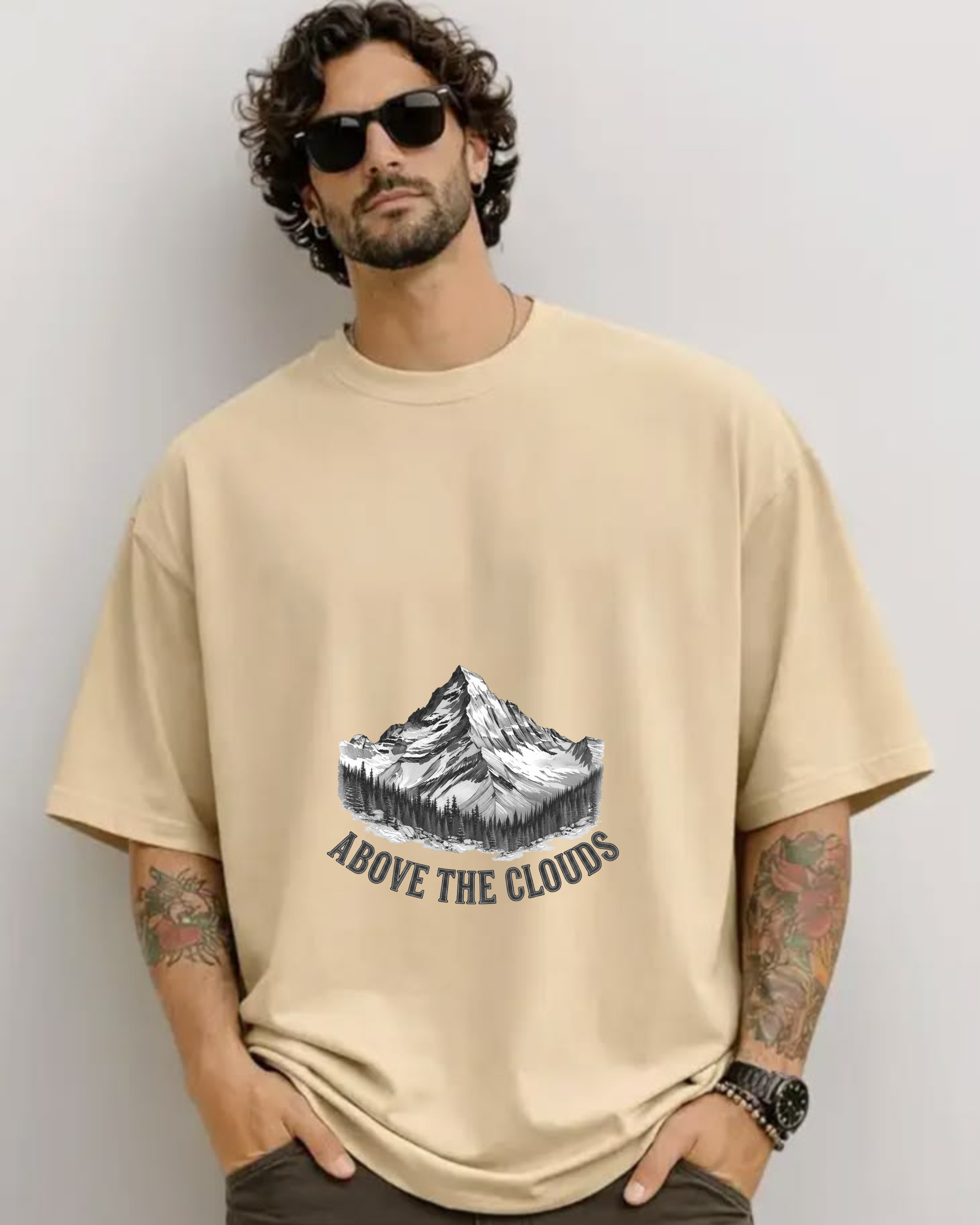 Above the Clouds – Oversized Mountain Graphic T-Shirt