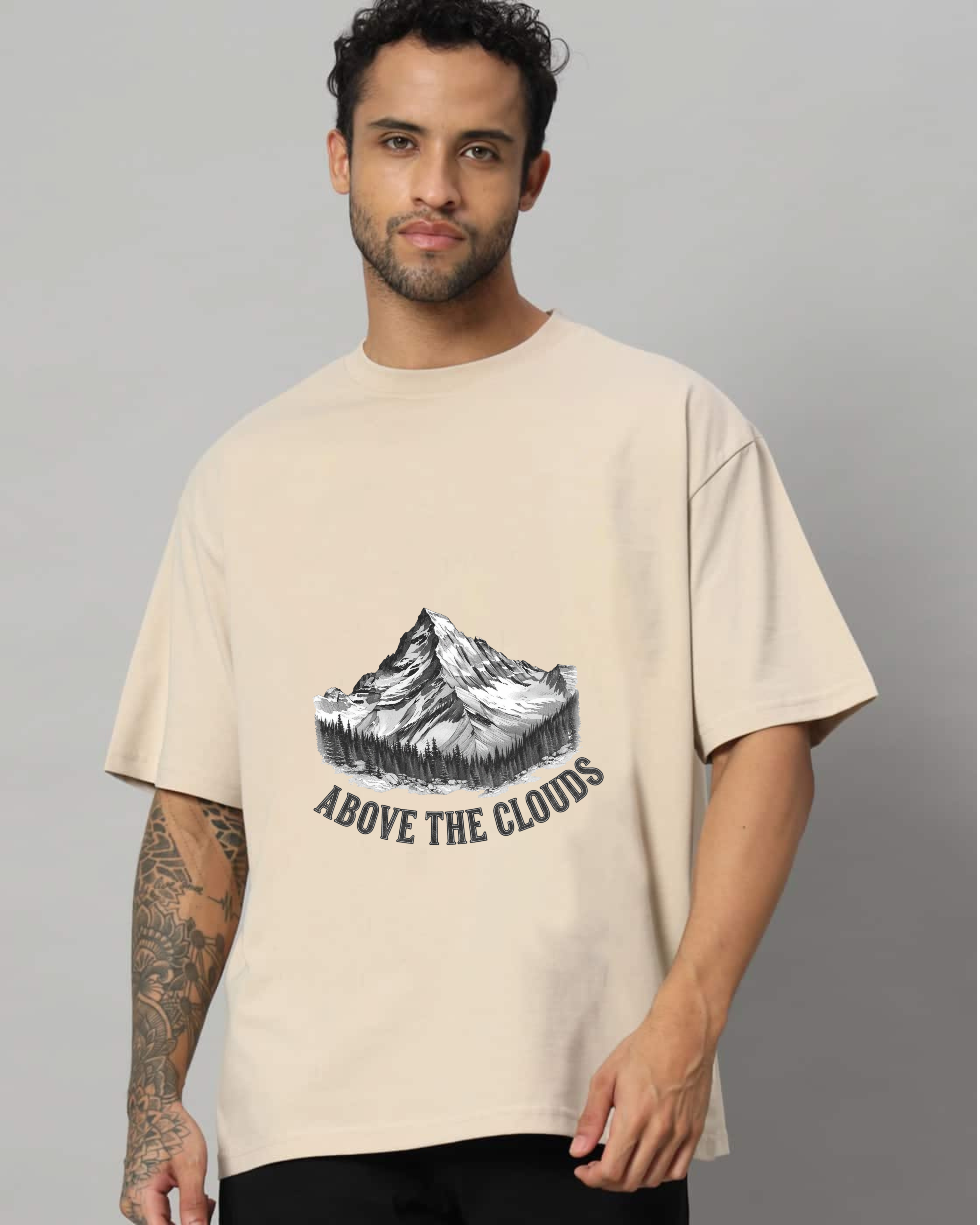 Above the Clouds – Oversized Mountain Graphic T-Shirt