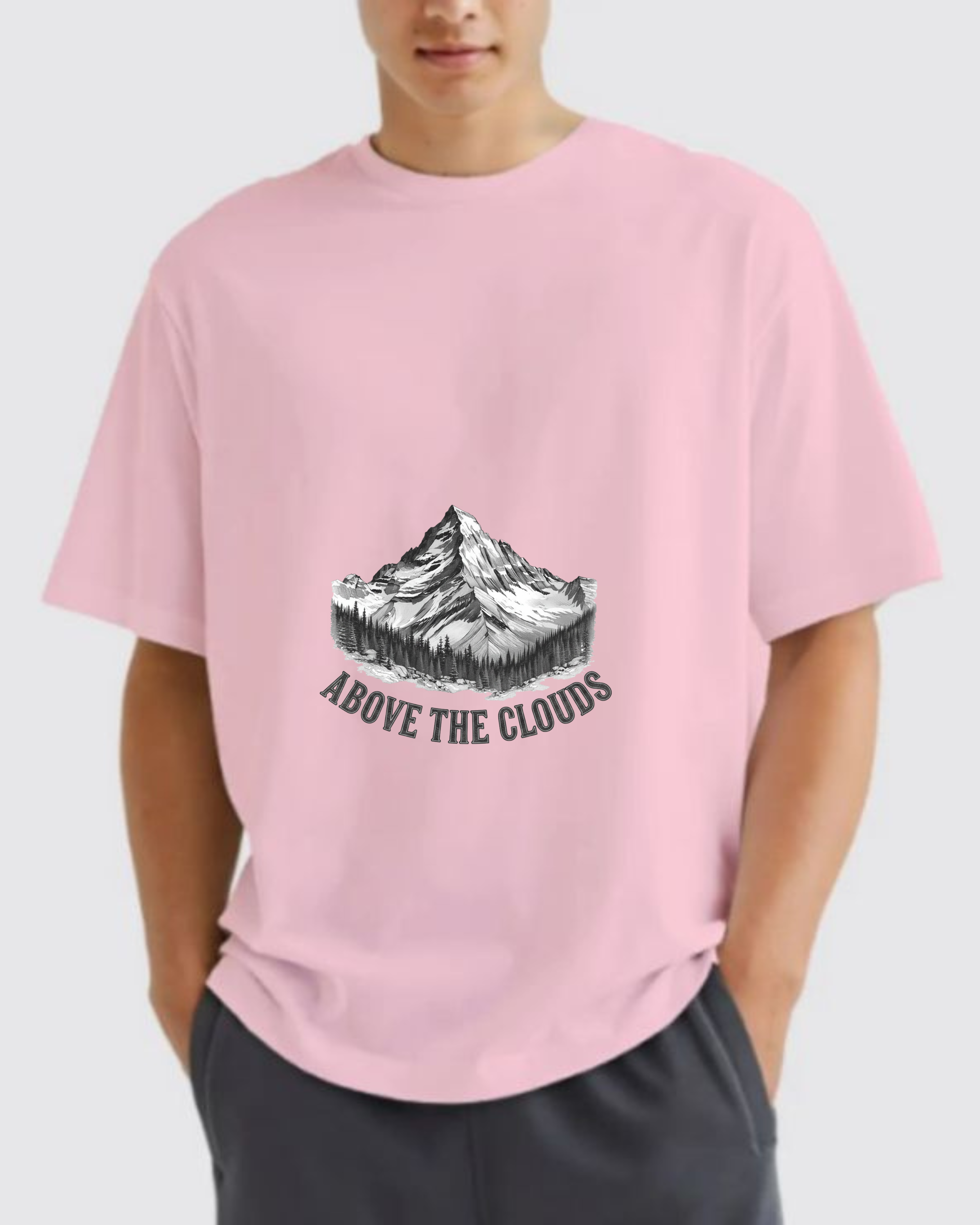 Above the Clouds – Oversized Mountain Graphic T-Shirt