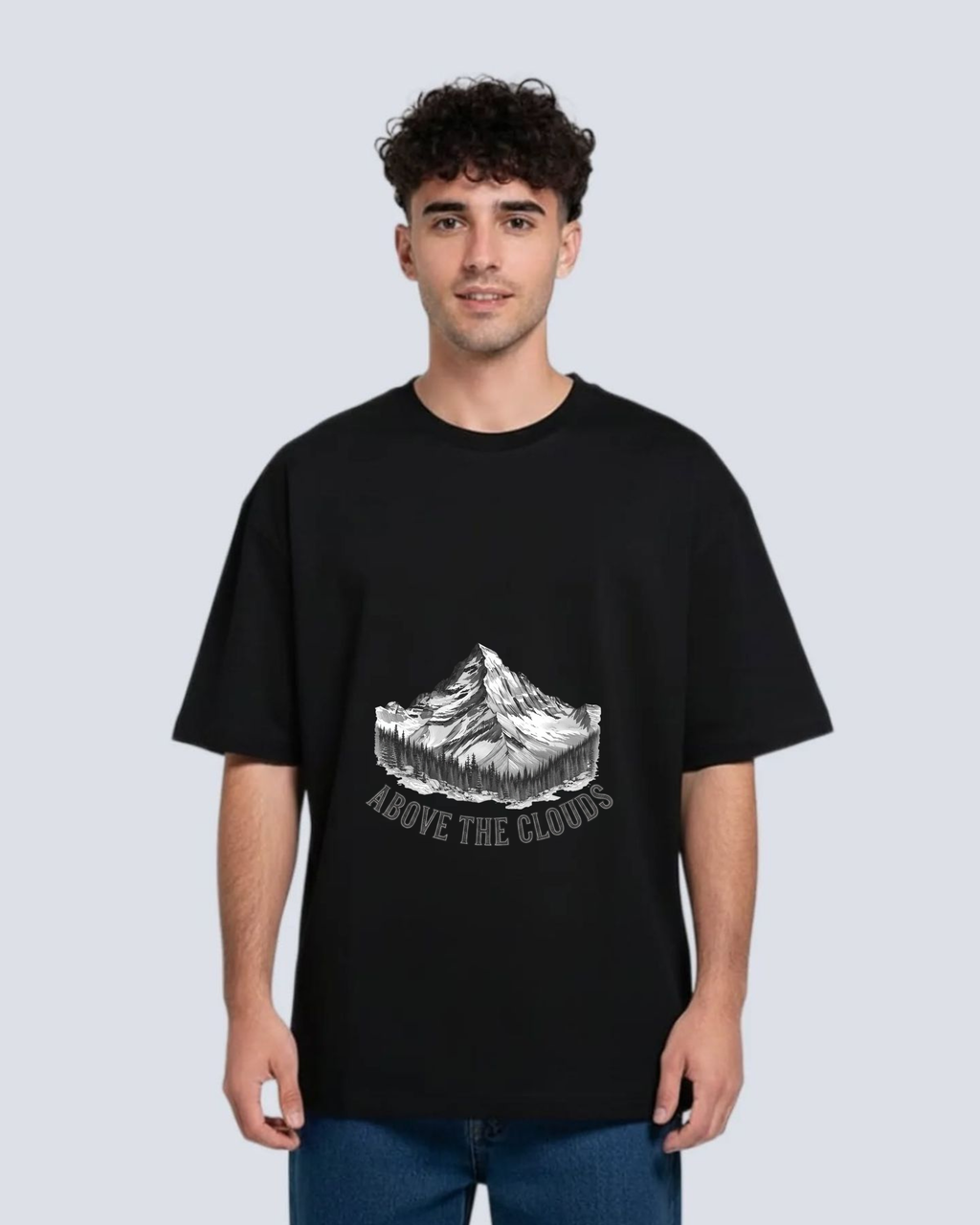 Above the Clouds – Oversized Mountain Graphic T-Shirt