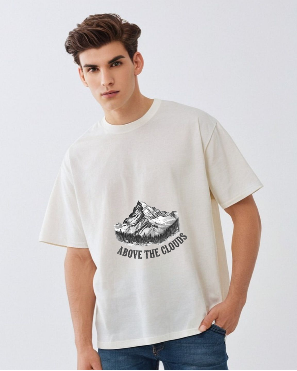 Above the Clouds – Oversized Mountain Graphic T-Shirt