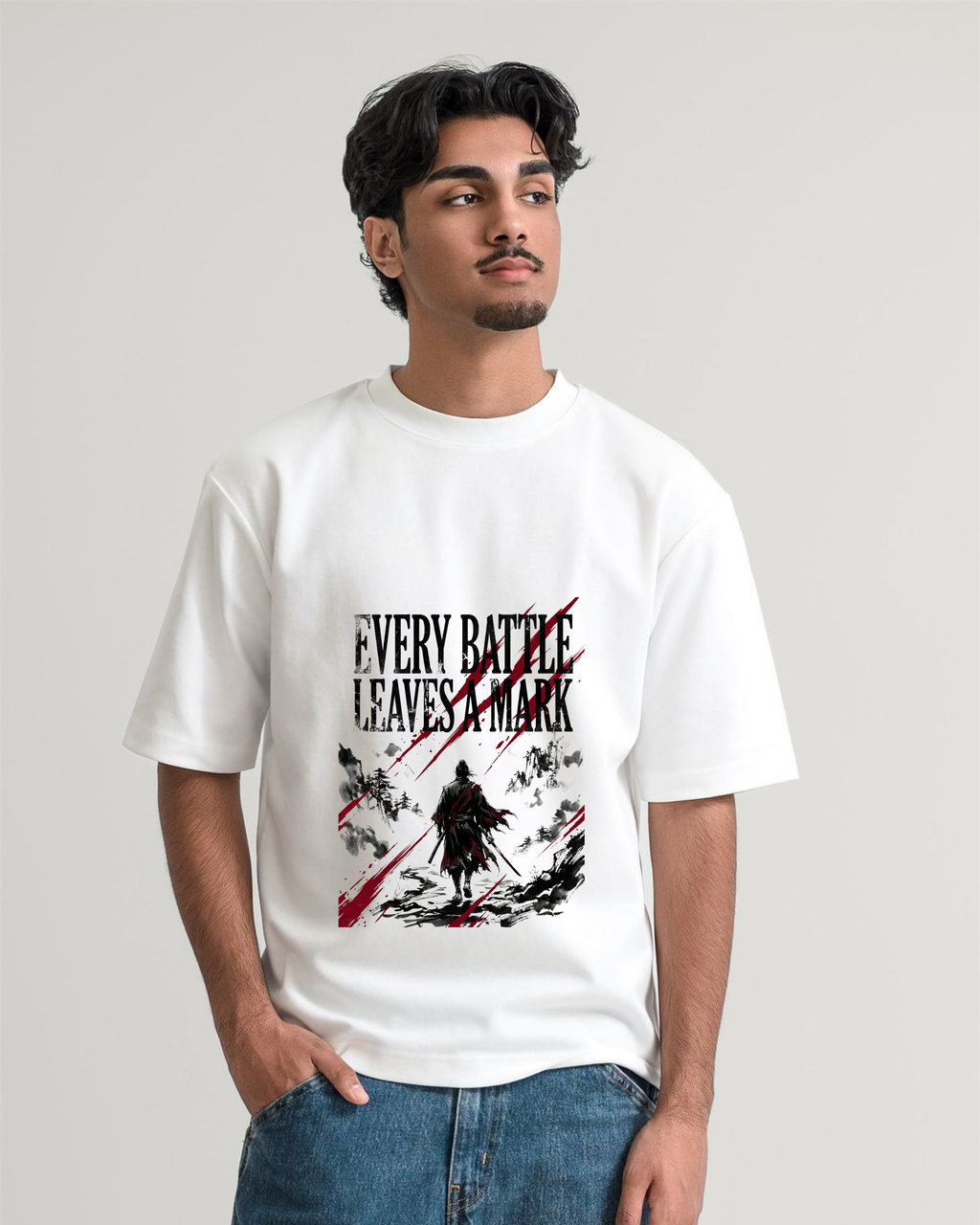 Every Battle Leaves a Mark – Oversized Warrior Graphic T-Shirt