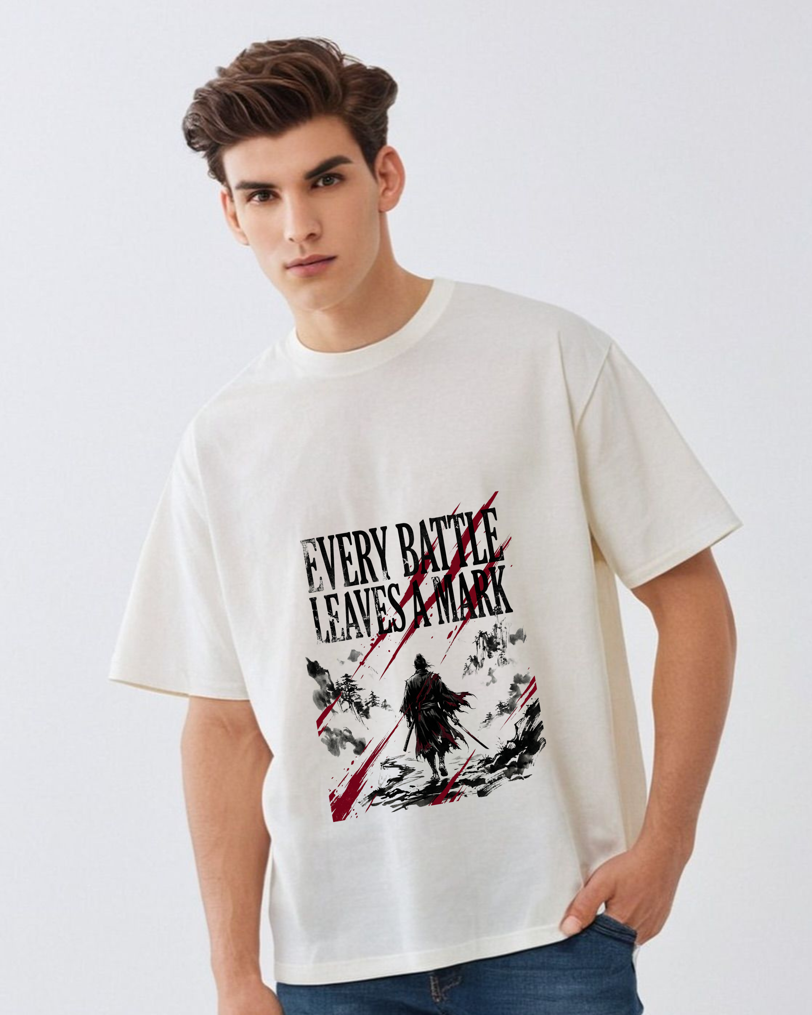 Every Battle Leaves a Mark – Oversized Warrior Graphic T-Shirt
