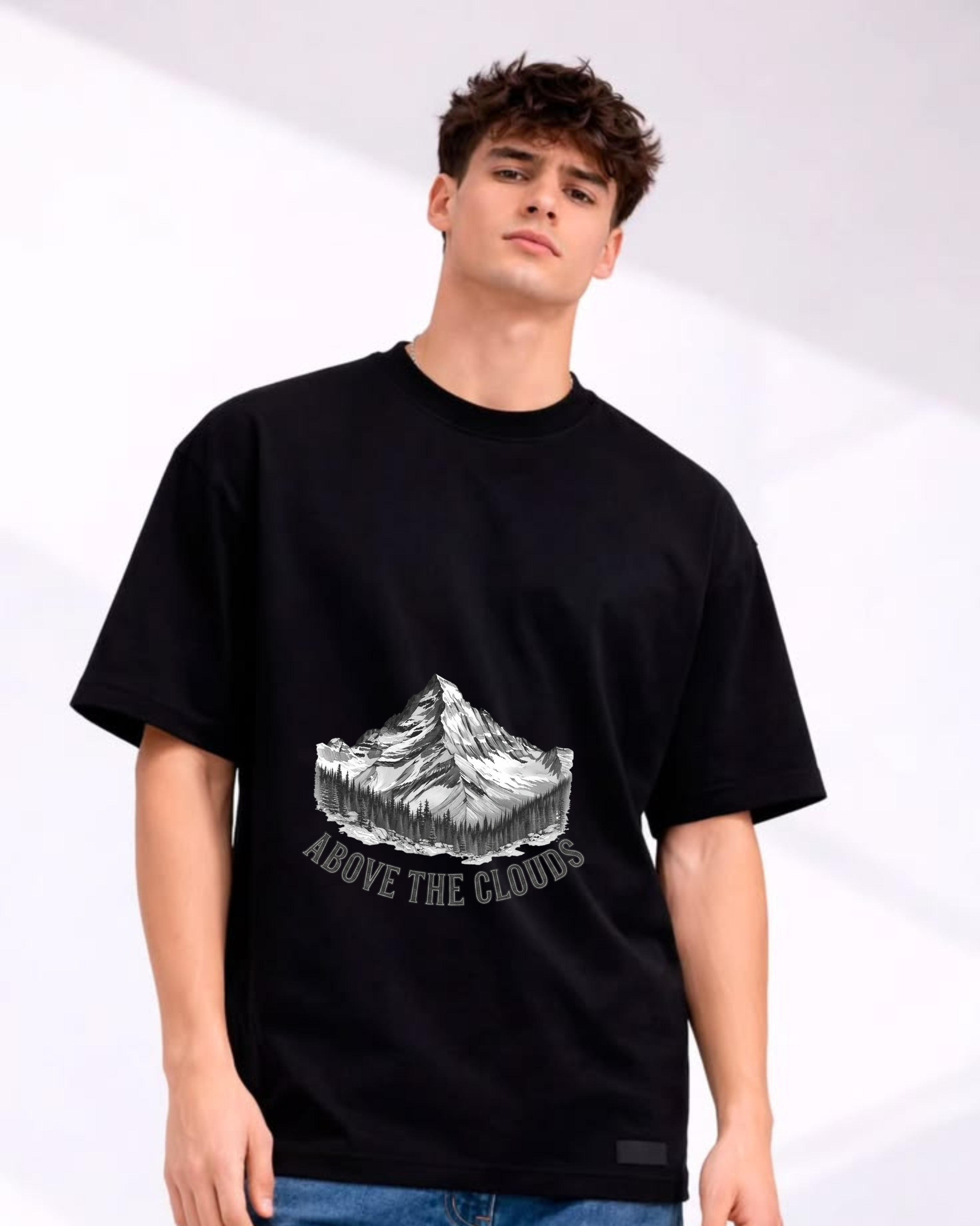 Above the Clouds – Oversized Mountain Graphic T-Shirt