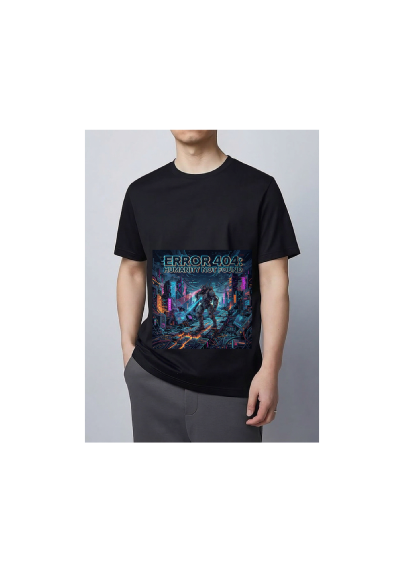 Error 404: Humanity Not Found – Cyberpunk Graphic Tee